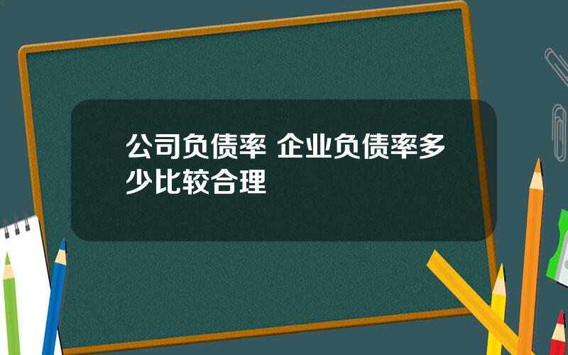 公司负债率 企业负债率多少比较合理